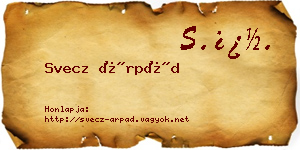 Svecz Árpád névjegykártya